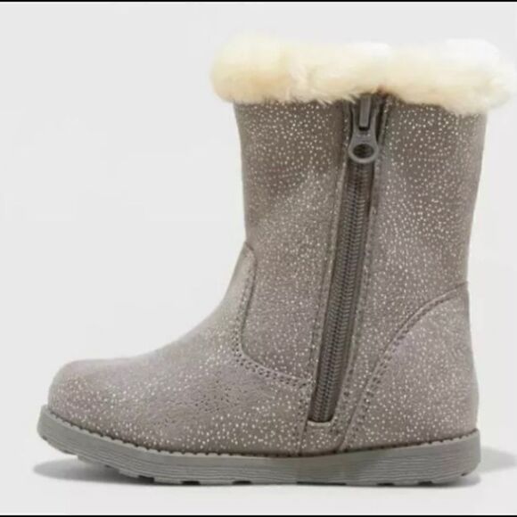 🛍Cat & Jack Girl Karley faux fur glitter Boots sizes various - Picture 5 of 8